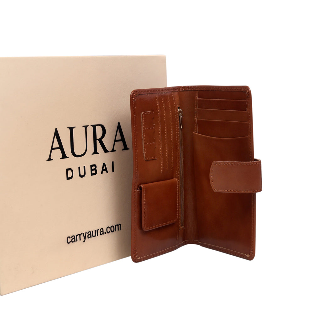 AURA 3-Piece Genuine Leather Wallet Gift Set – Brown