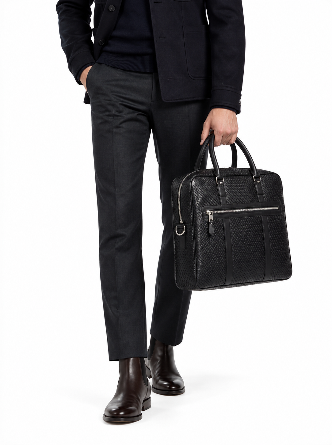 Noir Leather Laptop Bag – Black