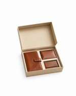 AURA 3-Piece Genuine Leather Wallet Gift Set – Brown