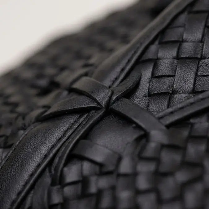 Amara Woven Leather Tote detail 2