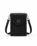 Verona Knitted Leather Crossbody – Black