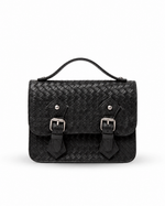 Siena Woven Leather Crossbody – Black