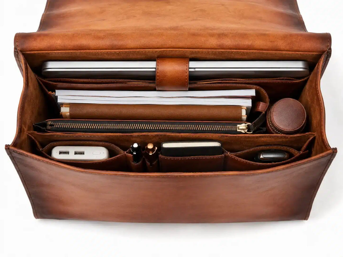 Patina Vintage Brown Leather Laptop Bag detail 3