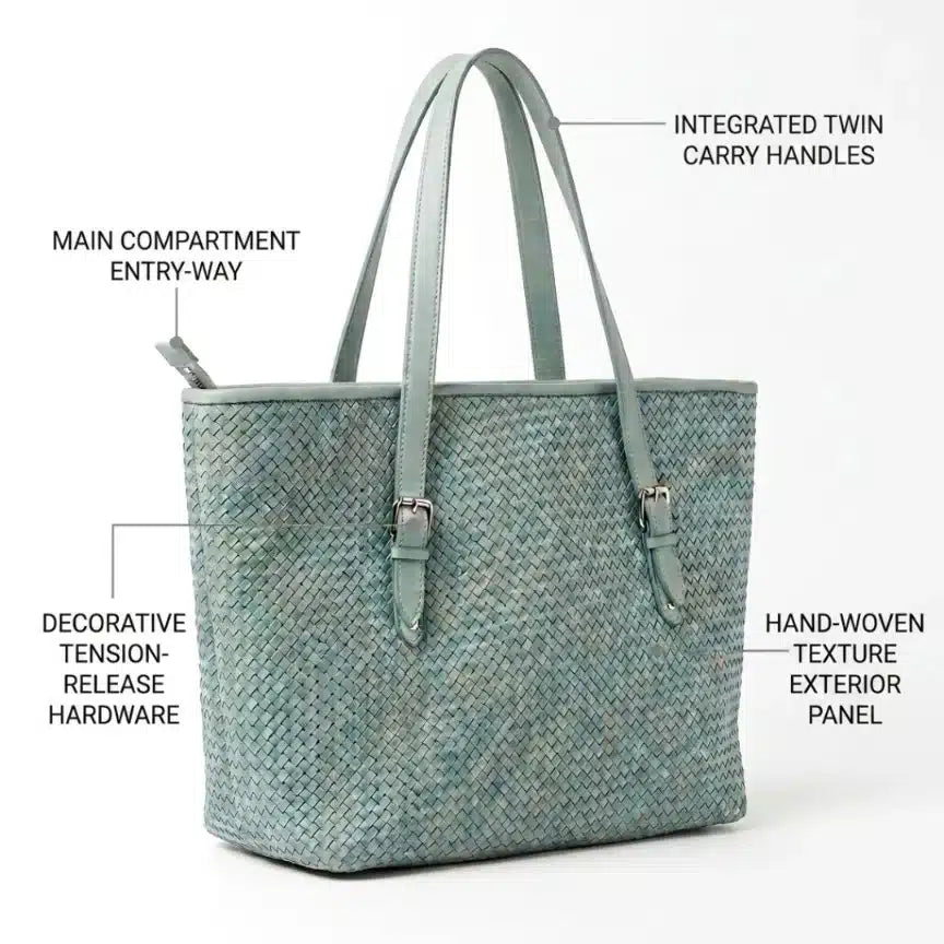 Elara Knitted Leather Tote detail 1