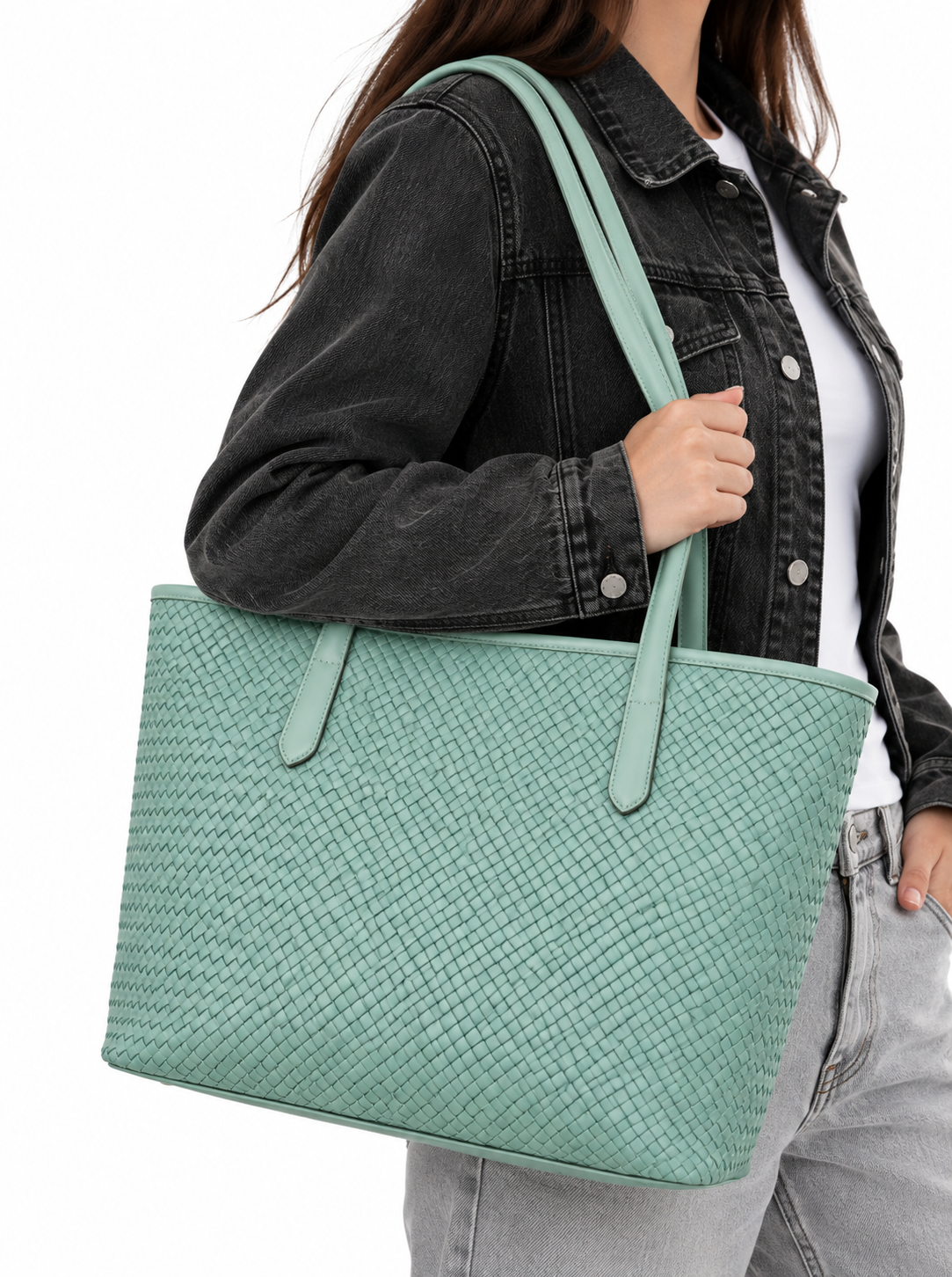 Elara Knitted Leather Tote