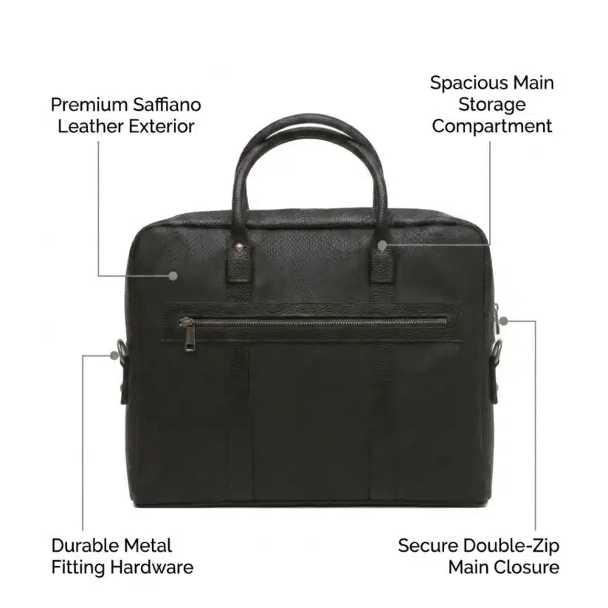 Noir Leather Laptop Bag detail 1