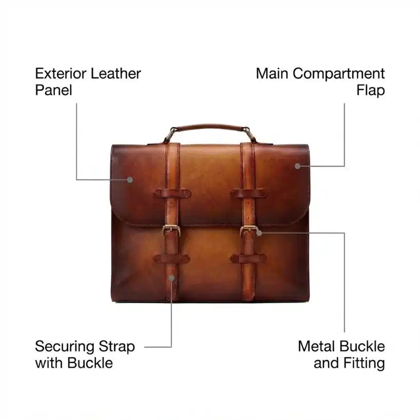 Patina Vintage Brown Leather Laptop Bag detail 1