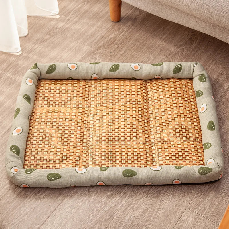 Rattan Woven Pet Bed - Cooling Sleeping Mat for Cats & Small to Medium Dogs | Comfortable Sofa Bed & Cushion*