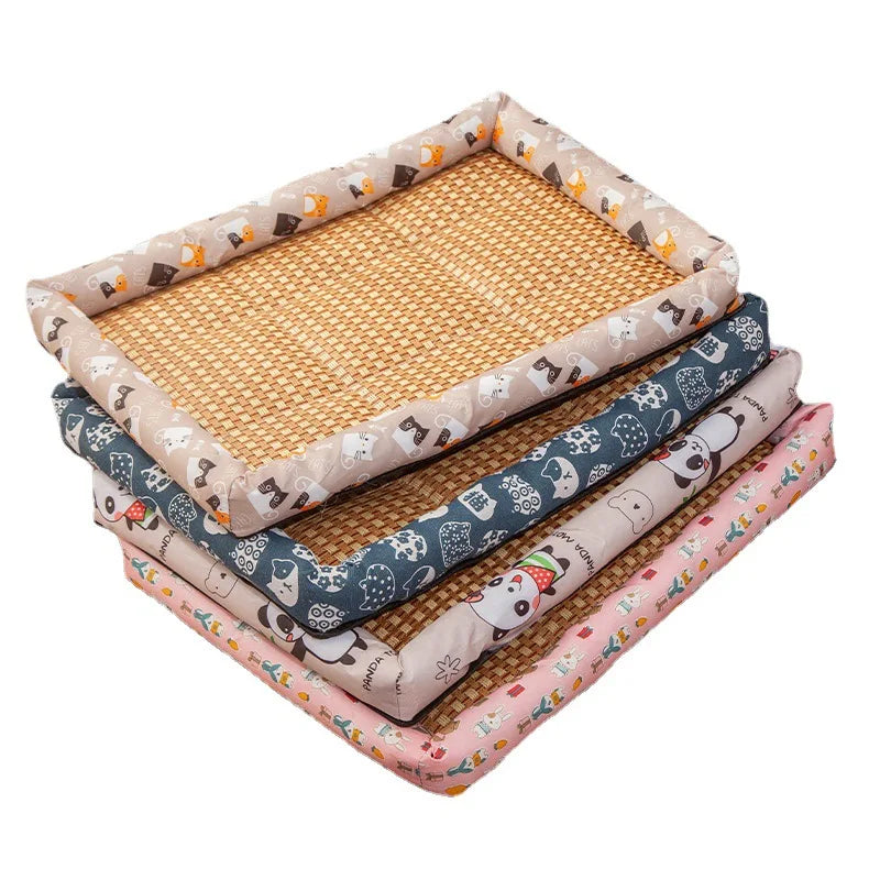 Rattan Woven Pet Bed - Cooling Sleeping Mat for Cats & Small to Medium Dogs | Comfortable Sofa Bed & Cushion*