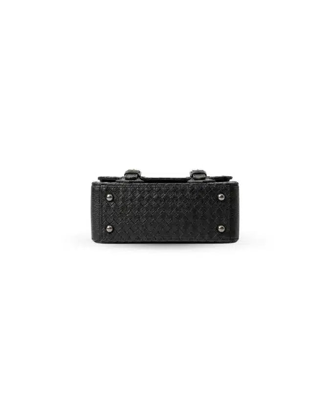 Siena Woven Leather Crossbody – Black