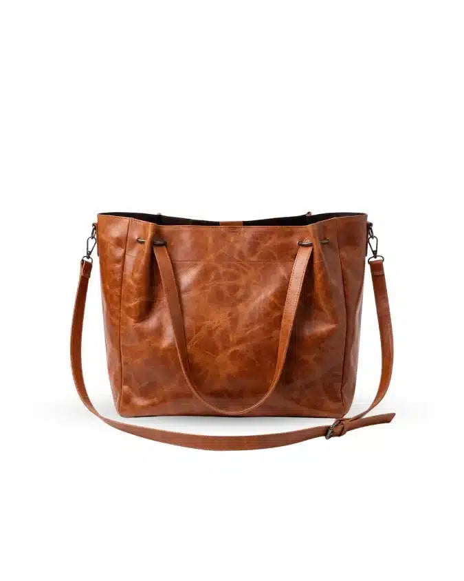 Crunch Tan Leather Tote Bag, main product image