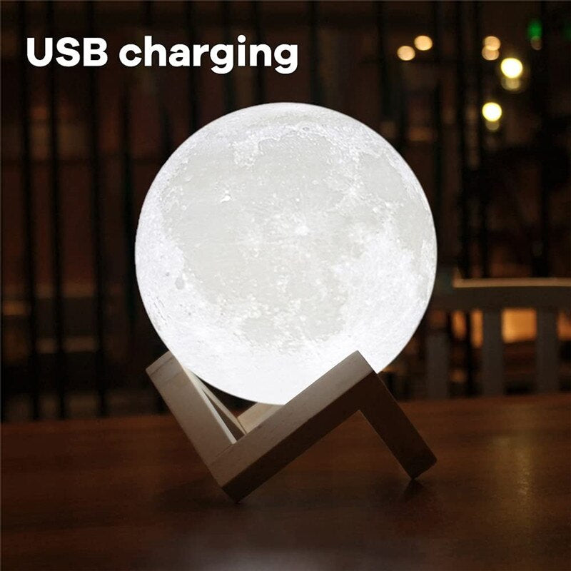 LED Night Light Rechargeable 3D Print Moon Lamp Touch Moon Lamp Children Night Lamp Table Lamp Home Bedroom Decor Birthday Gifts