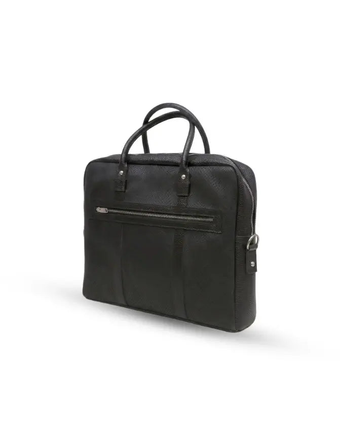 Noir Leather Laptop Bag – Black, hardware detail