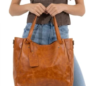 Crunch Tan Leather Tote Bag