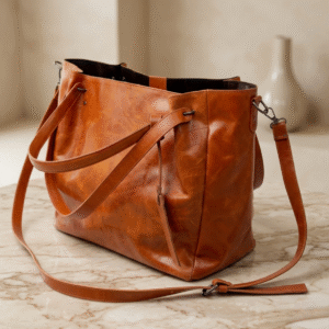 Crunch Tan Leather Tote Bag
