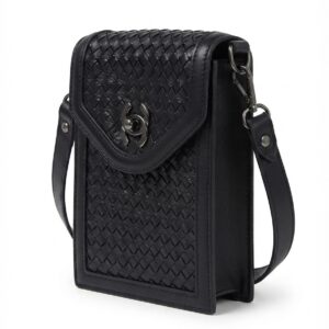 Verona Knitted Leather Crossbody – Black