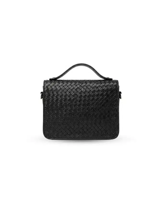 Siena Woven Leather Crossbody – Black - Image 8
