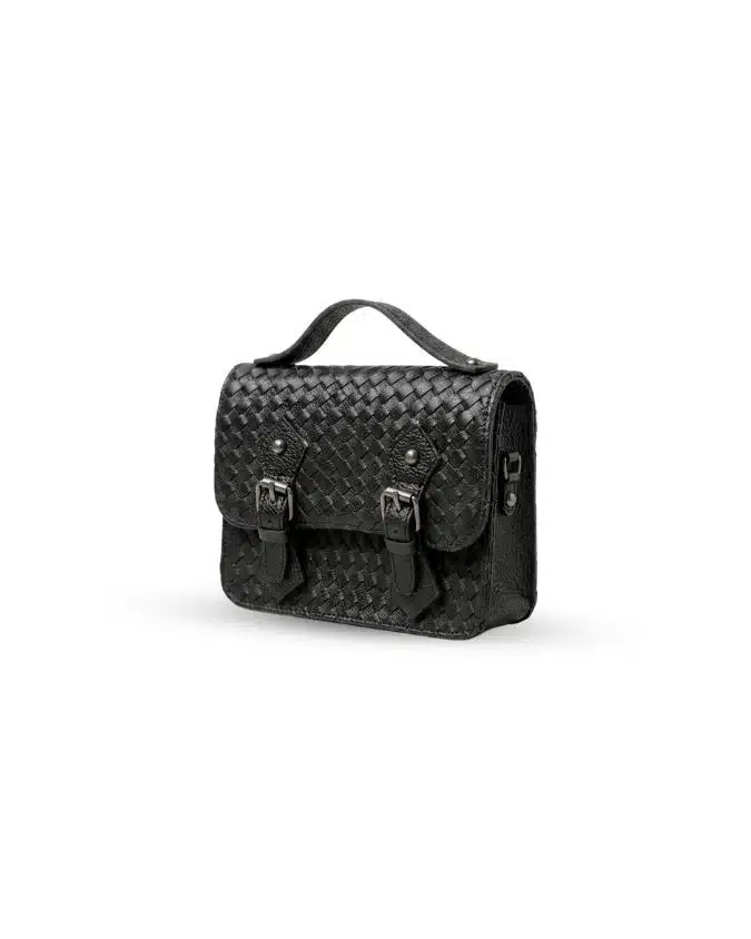 Siena Woven Leather Crossbody – Black - Image 6