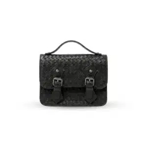 Siena Woven Leather Crossbody – Black