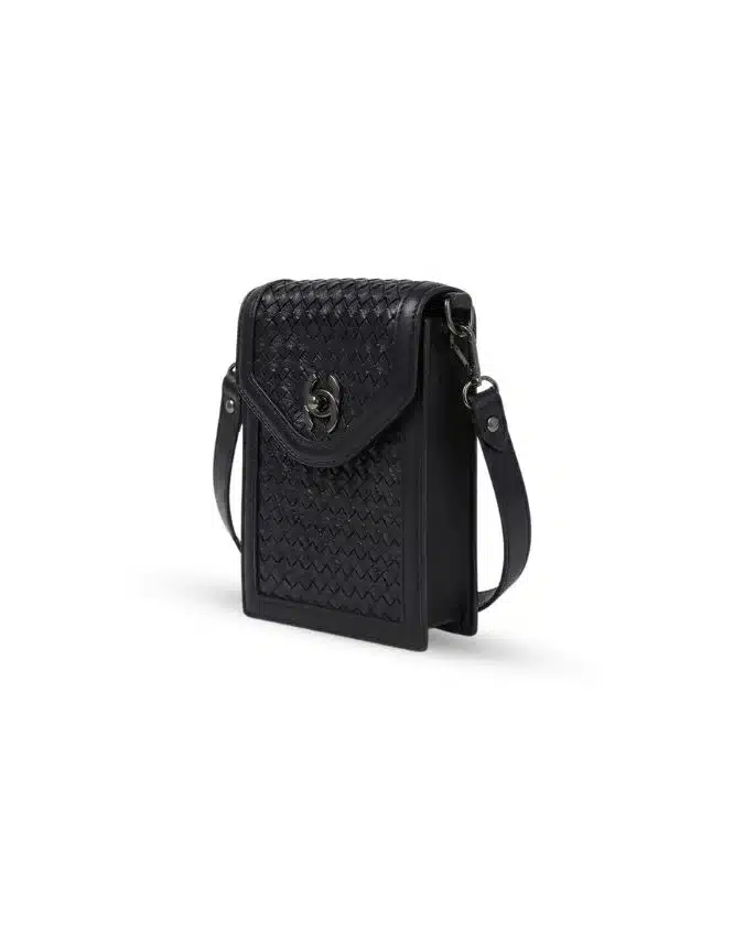 Verona Knitted Leather Crossbody – Black - Image 5