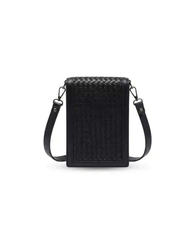 Verona Knitted Leather Crossbody – Black - Image 6