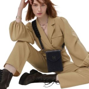 Verona Knitted Leather Crossbody – Black