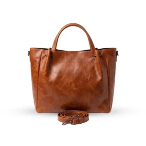 Crunch Tan Leather Tote Bag