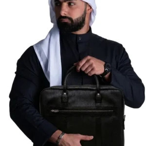 Noir Leather Laptop Bag – Black